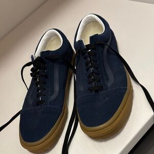 Vans Men's Navy Suede Sneakers with Gum Sole